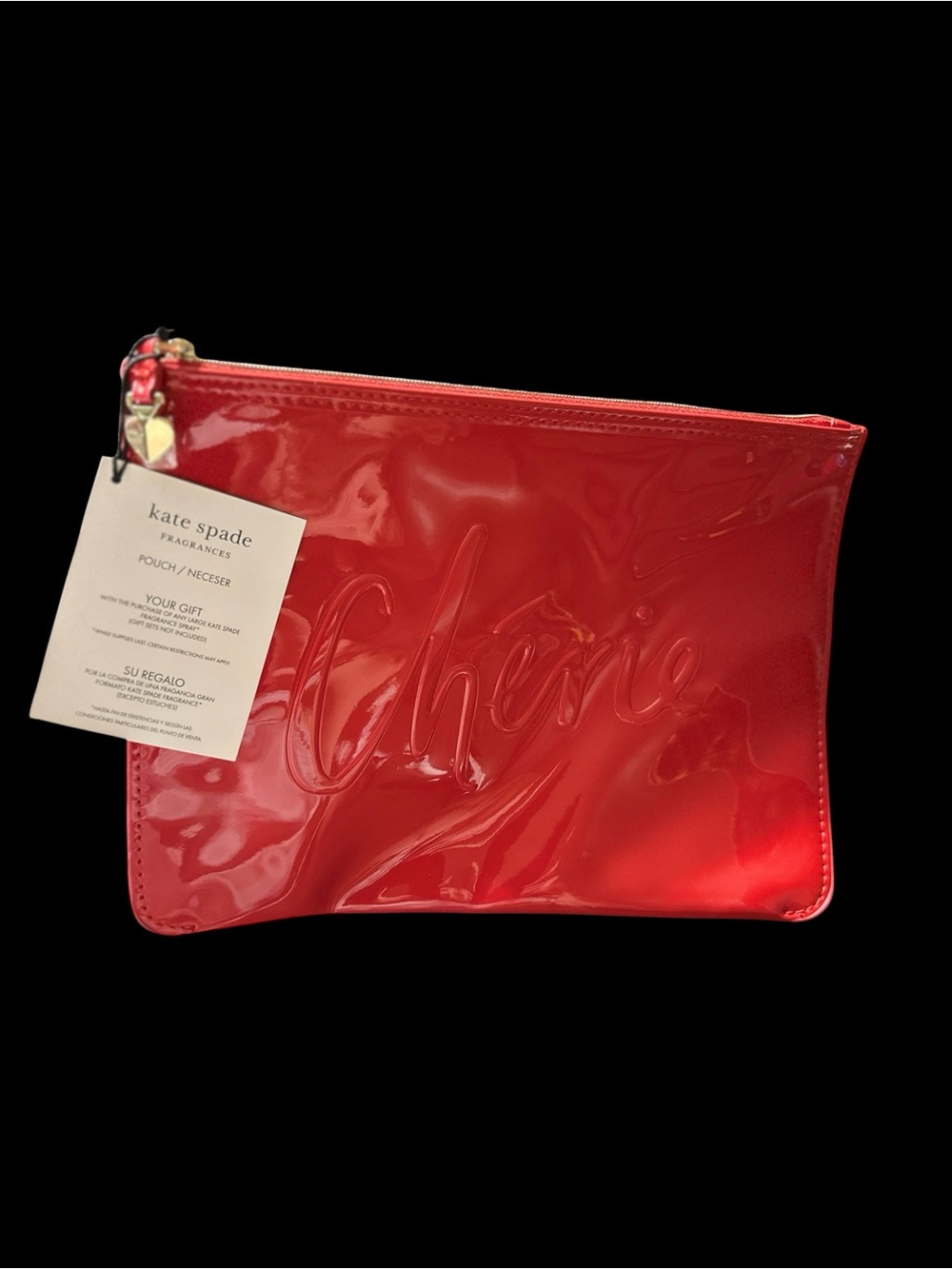 kate spade Red Patent Cherie Embossed Cosmetic Pouch